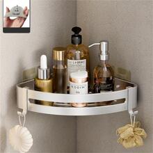 1pc Aluminum Corner Shower Shelf, Modern Silver Corner Storage Rack For Bathroom - Silver - View 2