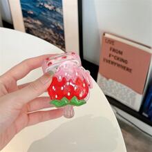 Strawberry Orange Apple Earphone Case Bluetooth Protective Cover - Hot Pink - View 2