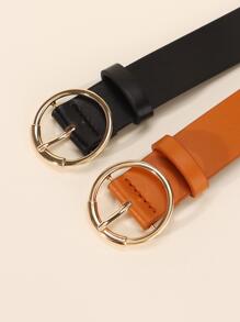 2pcs Round Buckle Belt - Multicolor - View 3