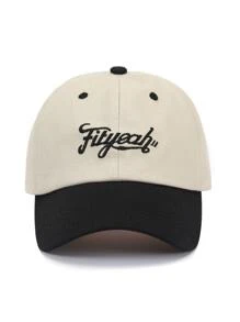 男士字母刺繡棒球帽，休閒風格 - 黑色 - 查看 2