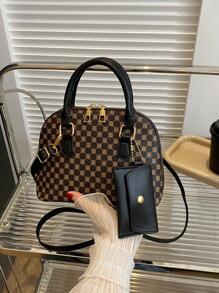 2pcs Fashionable Solid Color Geometric Pattern Handbags - Multicolor - View 3
