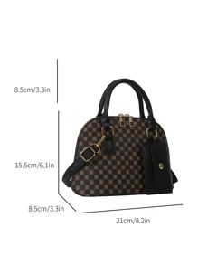 2pcs Fashionable Solid Color Geometric Pattern Handbags - Multicolor - View 4