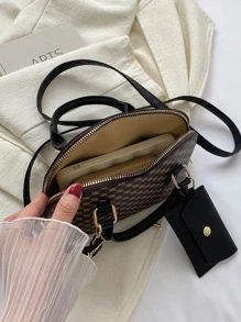 2pcs Fashionable Solid Color Geometric Pattern Handbags - Multicolor - View 8