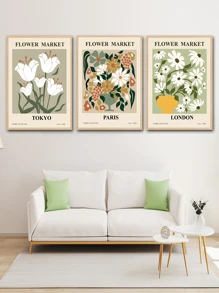 3 Phong Cách Tối Giản Hiện Đại Polyester Có Khung In Hoa Cho Phòng Khách Phòng Ngủ Trang Trí Nội Thất - Nhiều màu - Xem 1