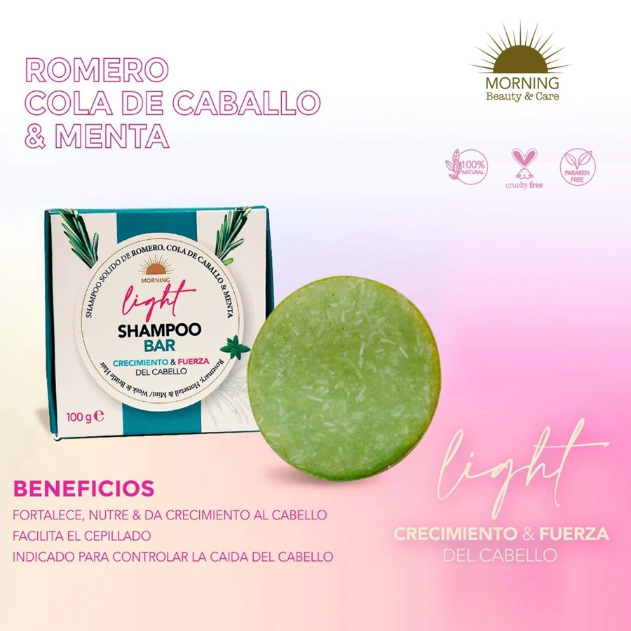 MORNING BEAUTY & CARE Shampoo Sólido Crecimiento Romero Cola De Caballo 100g - Verde - Ver 1