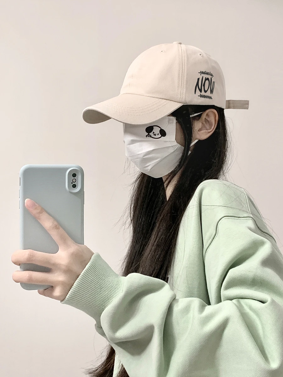 韓風男女皆宜的秋冬棒球帽,休閒軟頂太陽帽,適合所有人 - 米色 - 查看 1