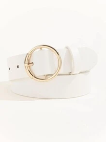 1 件金色圆扣百搭西装裙腰带，休闲女士日常白色腰带，适合聚会、派对夏季、学校秋季、秋季、万圣节 - 白色 - 查看 5