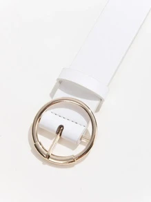 1 件金色圆扣百搭西装裙腰带，休闲女士日常白色腰带，适合聚会、派对夏季、学校秋季、秋季、万圣节 - 白色 - 查看 3