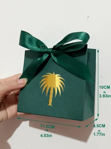 10 件/批小礼品包装袋绿色迷你礼品袋，烫印棕榈树图案和精美丝带 - 綠色 - 查看 4