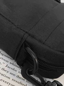 Túi xách đựng tiền xu bằng nylon màu trơn cho trẻ em Túi đeo vai vuông nhỏ cho trẻ em, túi thời trang dành cho bé gái và bé trai - màu đen - Xem 7