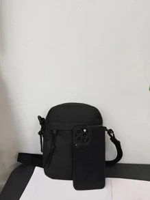 Túi xách đựng tiền xu bằng nylon màu trơn cho trẻ em Túi đeo vai vuông nhỏ cho trẻ em, túi thời trang dành cho bé gái và bé trai - màu đen - Xem 3