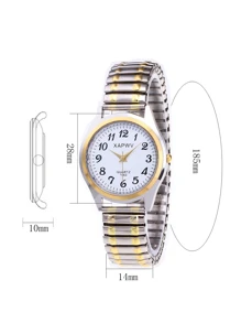 XAPWV Fashionable Retro Quartz Watch With Elastic Band For Men & Women, Arabic Numeral Dial & Large Pointer Design - Silver - View 7