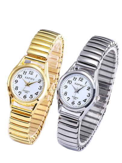 XAPWV Vintage Quartz Horloge Men Women Large Dial, s, Arabic Numerals Elastic view 8