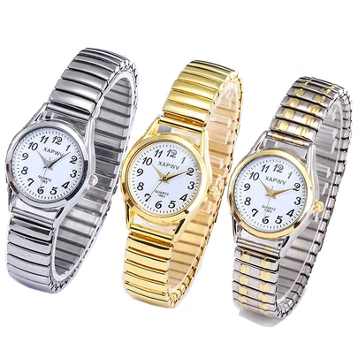 XAPWV Mujer Reloj cuarzo vintage para hombres & con grande esfera , mano , numeral árabe con elástico banda