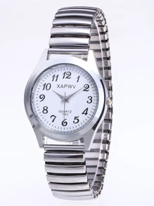 XAPWV 中年和老年男士和女士石英表帶大錶盤指針,阿拉伯數字展示和彈力彈力帶 - 彩色 - 查看 3