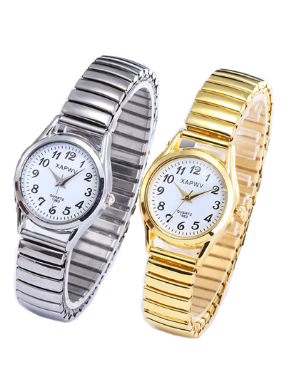 XAPWV Middle-aged And Elderly Men's And Women's Quartz Watch With Large Dial Pointer, Arabic Numerals Display And Stretch Elastic Band view 7