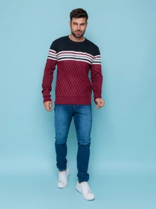 Men Sweaters - Màu Đỏ Sâu - Xem 3