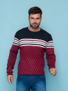 Men Sweaters - Màu Đỏ Sâu - Xem 4