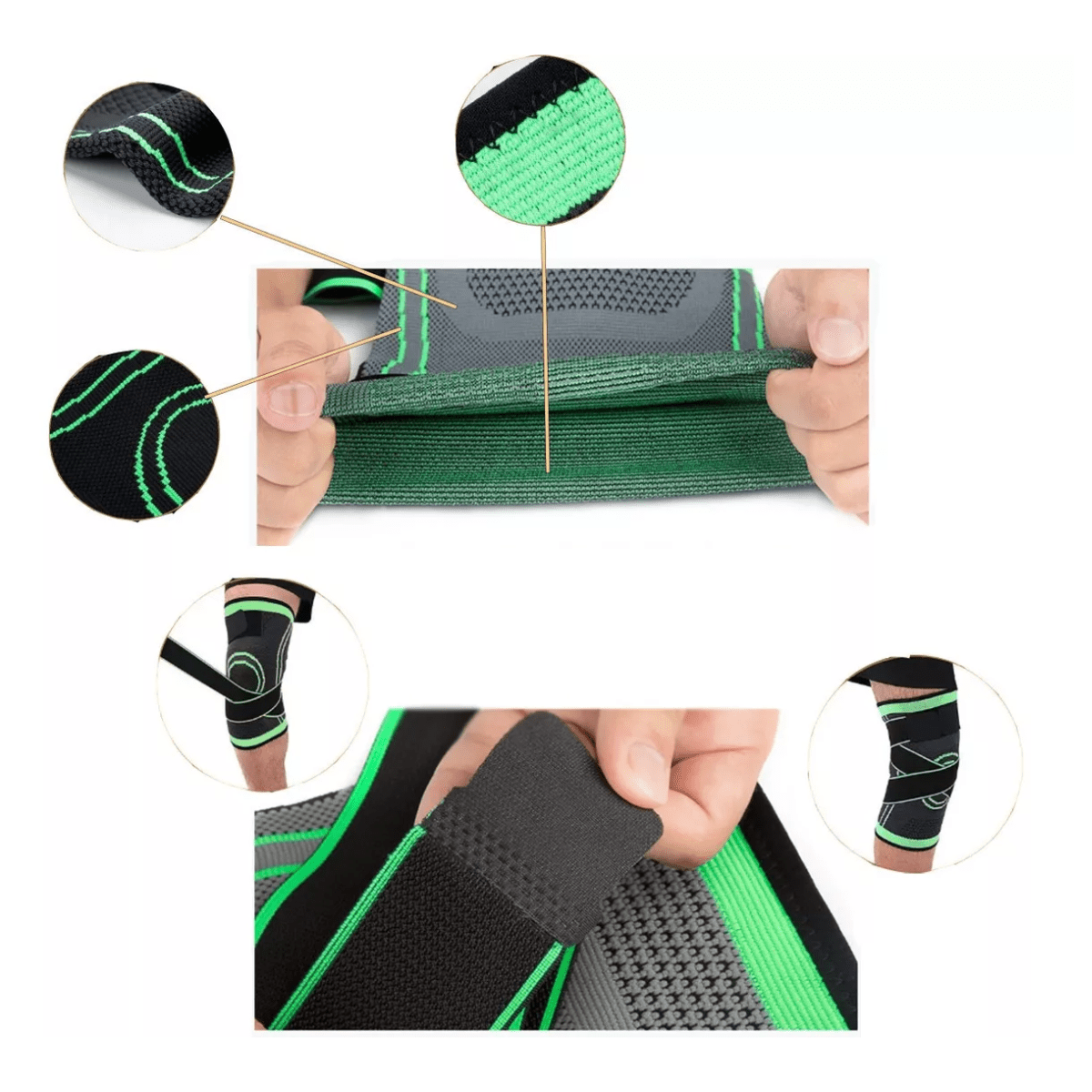 Elastic Orthopedic Adjustable Compression Knee Brace Gym Running Crossfit Protects Joints, Cycling, Football Sports - 黑色 - 查看 2