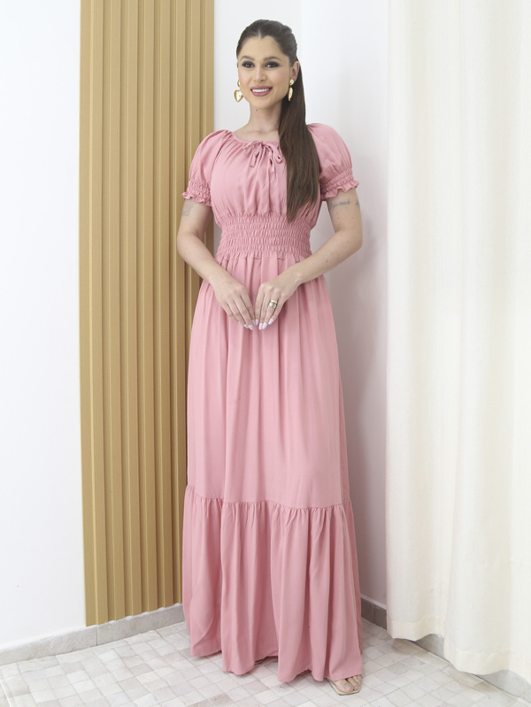 Vestido Longo Festa Evangélica Tem Forro e Elástico