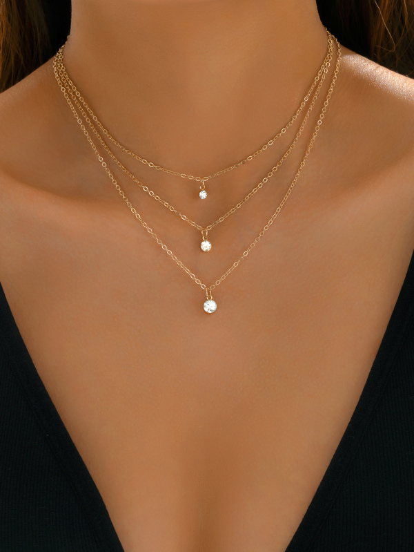 قلادة متدلية أسلوب أساسي شائع متعدد الطبقات حجر الراين قطعة واحدة