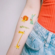 10入組卡通動物臨時紋身貼紙,多種可愛臨時防水紋身貼紙,持久2-5天 - 藍色 - 查看 4