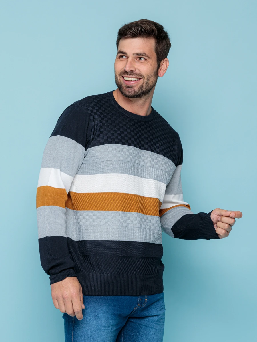 Men Sweaters - Màu xanh hải quân - Xem 1