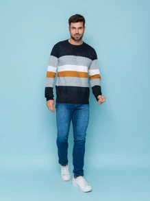 Men Sweaters - Màu xanh hải quân - Xem 3