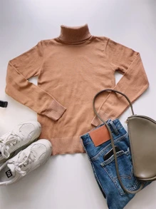 Women Sweaters - 駝色 - 查看 2