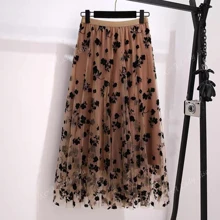 Falda Larga DOBLE VISITAS Para Mujer CON ENCAJE estampado con flores