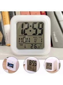 Small Digital Alarm Clock Led Light Different Colors - White - View 3