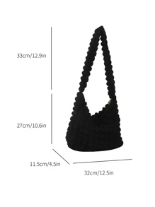 Fashionable Pleated Underarm Bag - Black - View 3