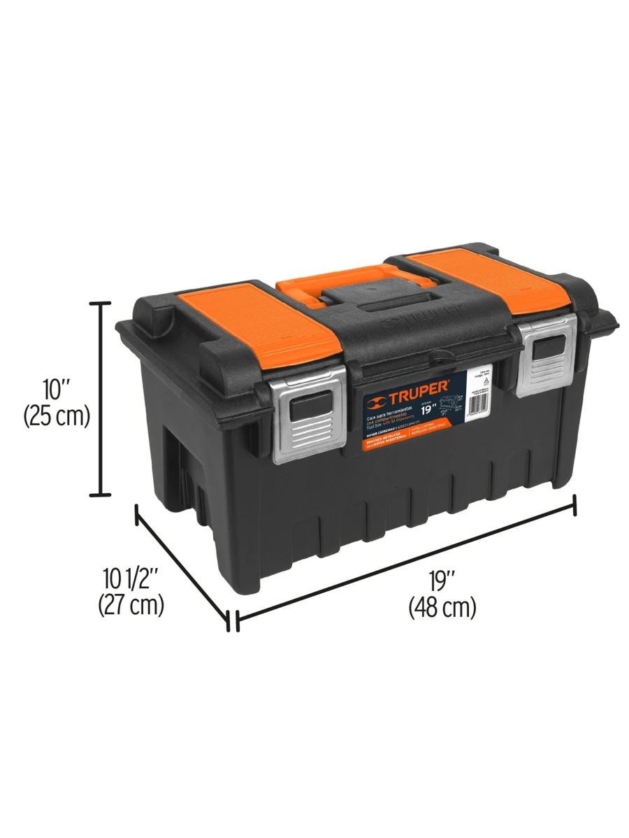Caja p/herramienta 19" c/compartimentos y broches metálicos 11811 - Negro - Ver 1