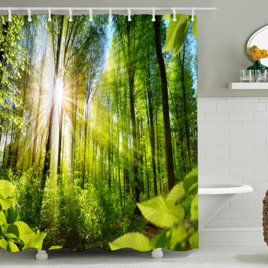 1 gói Rèm tắm hoa văn phong cảnh chống thấm nước và nấm mốc - Nhiều màu - Xem 1