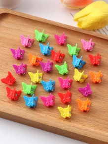 30pcs Girls Random Color Butterfly Design Hair Claw For Hair Decoration - 彩色 - 查看 2