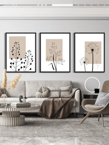 3 pièces Botanique Motif Domicile Décoration art Imprimé , Art Mural , Sans Cadre