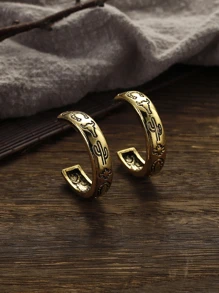 1 pereche de pălărie de cowboy din aliaj, în stil occidental, european și american, potcoavă, cactus, cercei cu cerc deschis pentru femei în formă de inimă, pentru purtarea zilnică