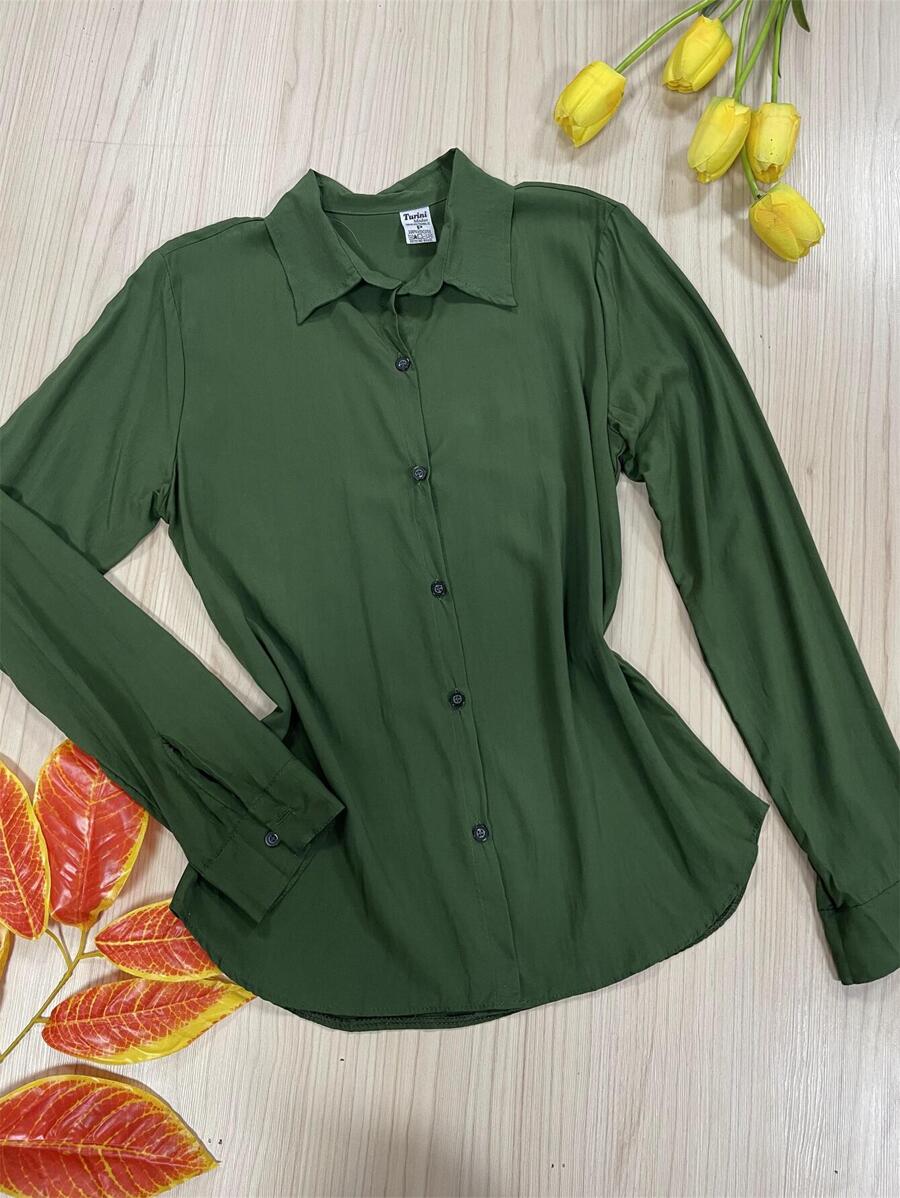 Women Blouses - Army Green - View 1