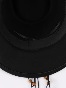 1pc Unisex Elegant & Fashionable Western Cowboy Hat With Foldable Brim - Black - View 5