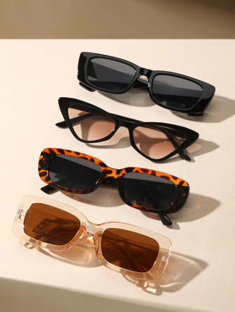 4 件装女士小框猫眼眼镜，各种时尚户外眼镜套装