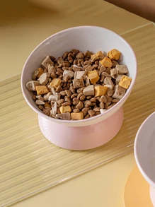 1只陶瓷抬高的貓碗,具有脊椎保護設計 - 彩色 - 查看 2