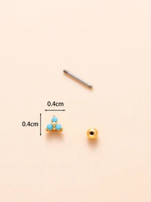 1入組復古風格精緻微鑲水鑽三角形不銹鋼軟骨穿孔耳環 - 金黃色 - 查看 3