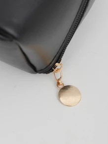 Makeup Bag,1Pc Black Rectangular Cosmetic Bag Pu Makeup Bag Minimalist Square Portable Makeup Bag Toiletry Bag,Makeup Bag Makeup Pouch Skincare Bag Toiletry Bag Packing Cubes,Travel Essentials Cruise Essentials Dorm Essentials,Wedding Bridesmaid Gifts,Mom Gifts,Birthday Gifts,Gifts For Friends And Teachers,Home Decor,Bathroom Livingroom Bedroom Decor,Bathroom Organizer,Jewelry Organizer,Lip Oil Organizer,Nail Polish Organizer Storage Makeup Organizer Makeup Case - Black - View 5