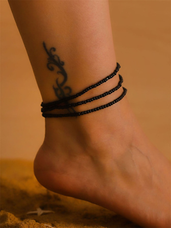 3pcs/Set Vacation Beach Summer Bohemian Style Minimalist Elastic Beaded Anklet Jewelry For Women For Daily Decoration