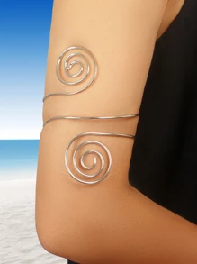 1 chiếc vòng tay hợp kim xoắn ốc bạc gợi cảm dành cho nữ, phụ kiện bikini đi biển - Bạc - Xem 1