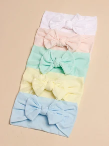 5入組嬰兒蝴蝶結裝飾髮帶 - 彩色 - 查看 4