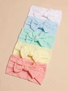 5pcs Baby Bow Decor Hair Band Love Valentine - Multicolor - View 3