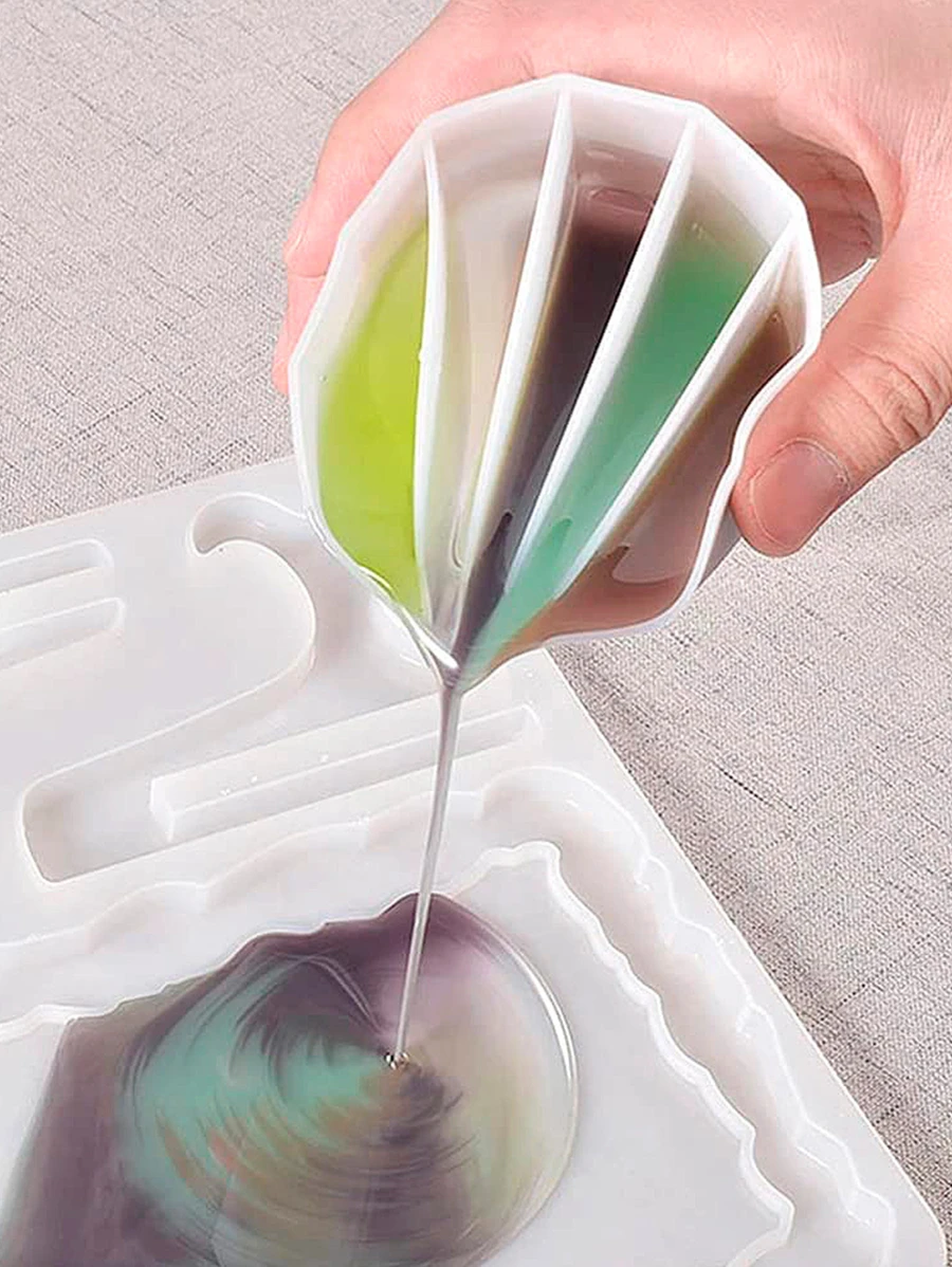 1套分注杯矽膠環氧混合水晶滴膠矽膠模具,附多格分體混合杯