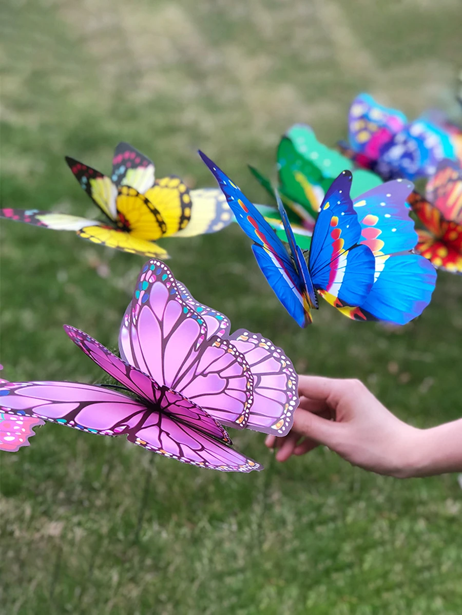 10入組蝴蝶形狀花園地面插頭 - 彩色 - 查看 1