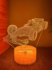 1入組創意3d小夜燈，裂紋設計16色四輪驅動汽車造型USB床頭檯燈，室內氛圍燈，節日禮物，可遠程控製或觸摸變色 - 彩色 - 查看 3
